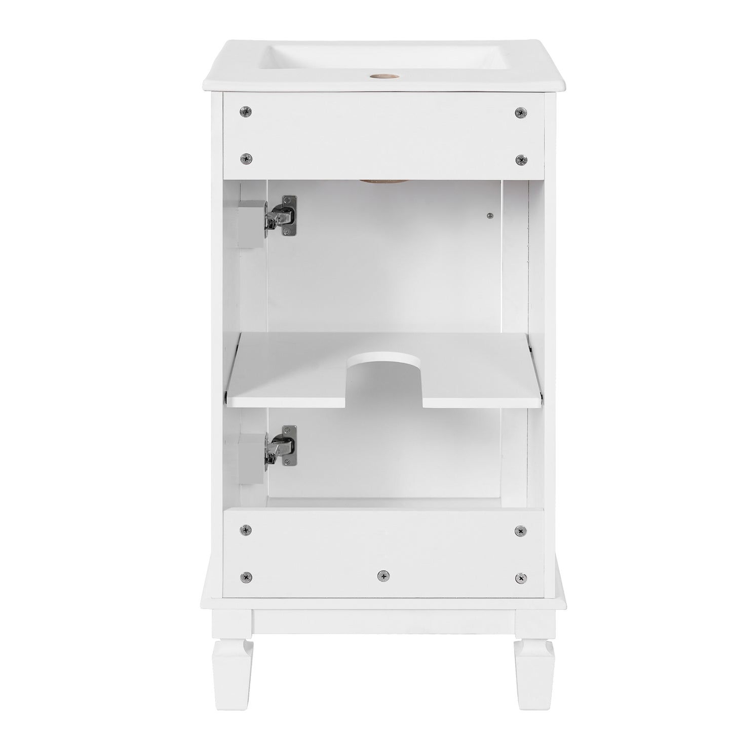 VanityFus 17.9-in White Single Sink Bathroom Vanity with Ceramic Top Undermount 1 Soft-Closing Door Adjustable Shelves