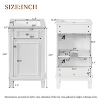 VanityFus 17.9-in White Single Sink Bathroom Vanity with Ceramic Top Undermount 1 Soft-Closing Door Adjustable Shelves