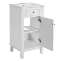 VanityFus 17.9-in White Single Sink Bathroom Vanity with Ceramic Top Undermount 1 Soft-Closing Door Adjustable Shelves