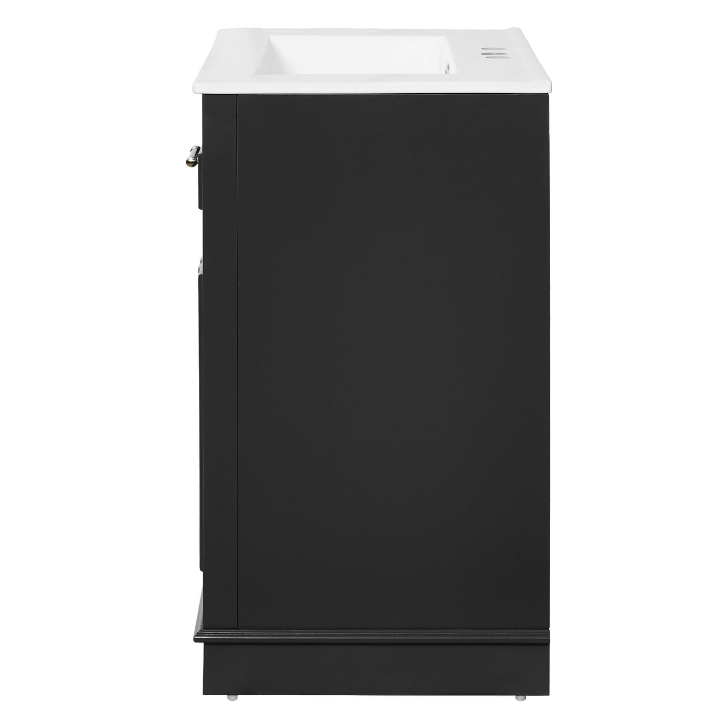 VanityFus 24-in Black Single Sink Bathroom Vanity with Ceramic Top Undermount 2 Soft-Closing Doors 1 Drawer Adjustable Shelves