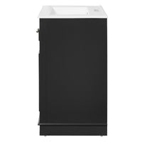 VanityFus 24-in Black Single Sink Bathroom Vanity with Ceramic Top Undermount 2 Soft-Closing Doors 1 Drawer Adjustable Shelves