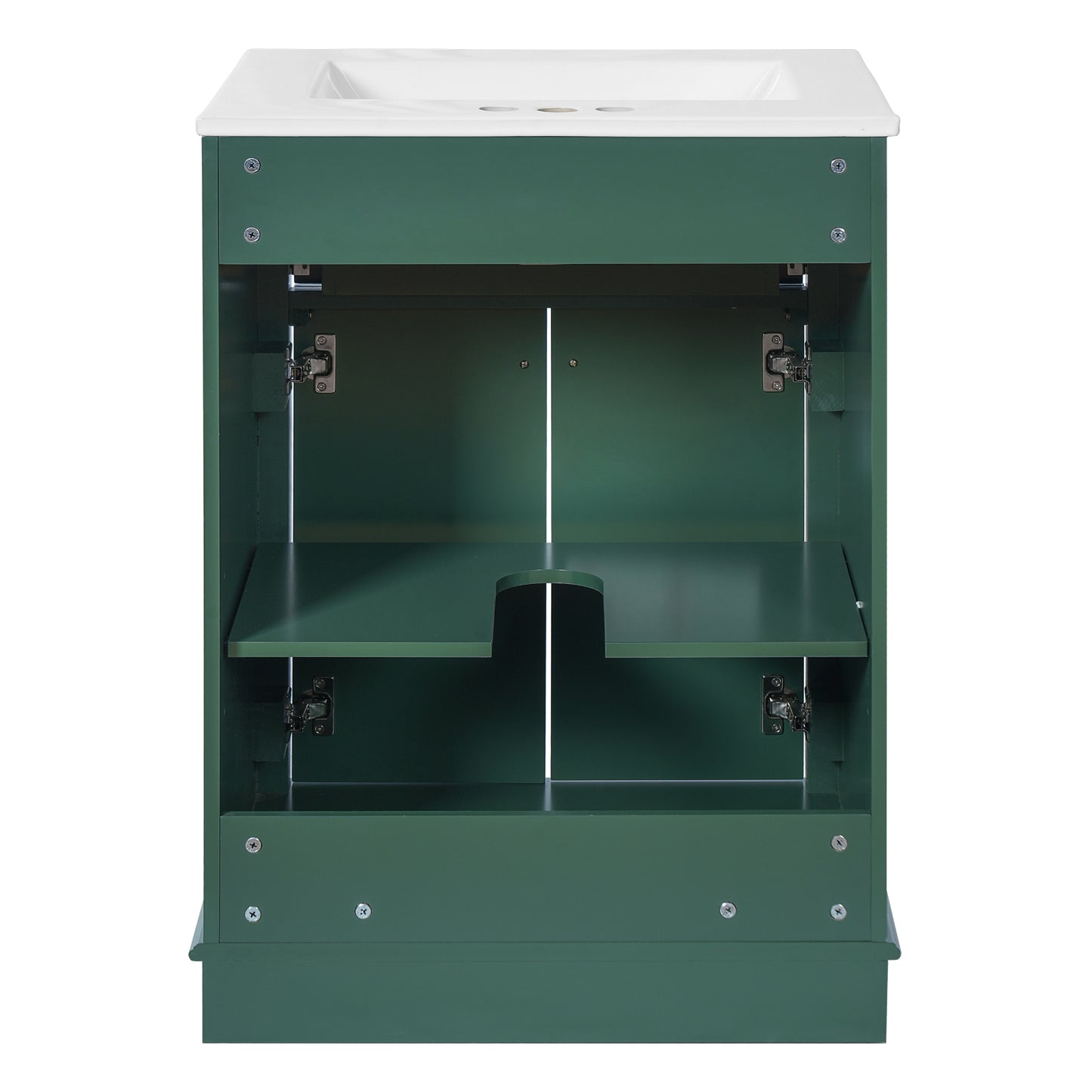 VanityFus 24-in Green Single Sink Bathroom Vanity with Ceramic Top Undermount 2 Soft-Closing Doors 1 Drawer Adjustable Shelves