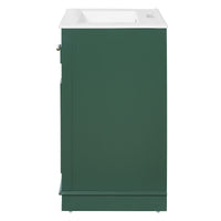 VanityFus 24-in Green Single Sink Bathroom Vanity with Ceramic Top Undermount 2 Soft-Closing Doors 1 Drawer Adjustable Shelves