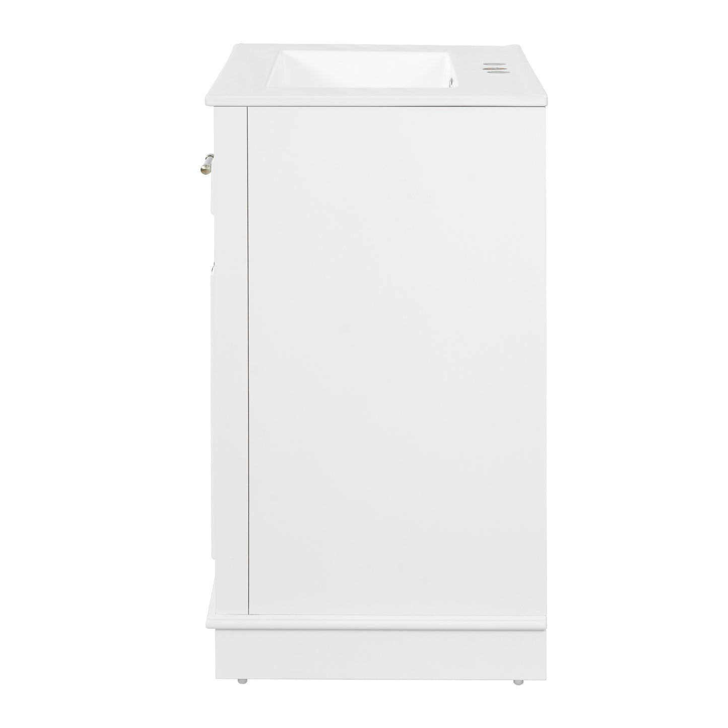 VanityFus 24-in White Single Sink Bathroom Vanity with Ceramic Top Undermount 2 Soft-Closing Doors 1 Drawer Adjustable Shelves