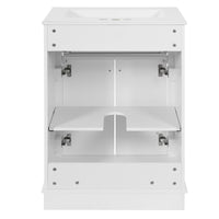 VanityFus 24-in White Single Sink Bathroom Vanity with Ceramic Top Undermount 2 Soft-Closing Doors 1 Drawer Adjustable Shelves