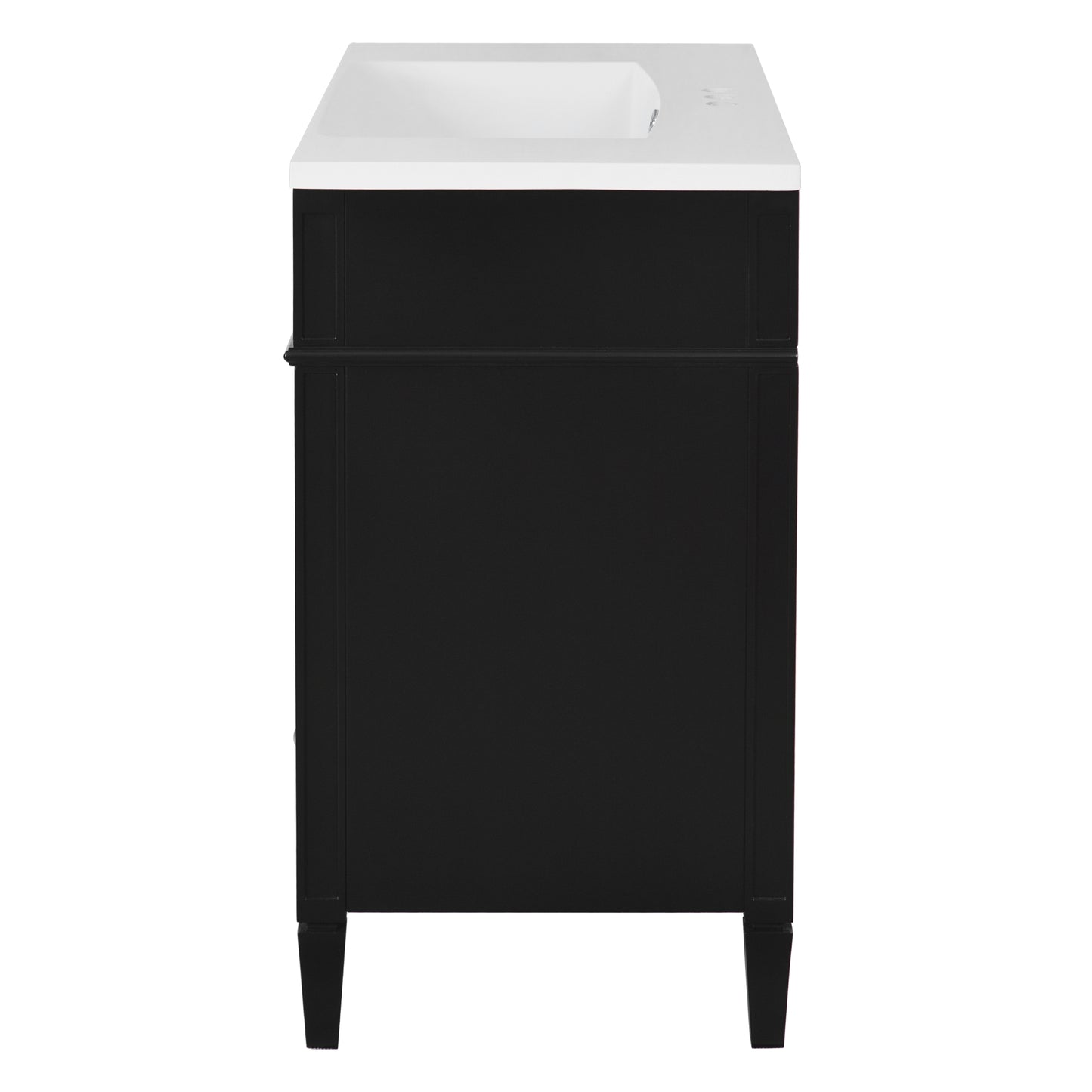 VanityFus 36-in Black Bathroom Vanity Single Sink Combo with Resin Top Undermount 1 Soft Close Door 3 Drawers Adjustable Shelves