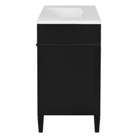 VanityFus 36-in Black Bathroom Vanity Single Sink Combo with Resin Top Undermount 1 Soft Close Door 3 Drawers Adjustable Shelves