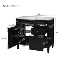 VanityFus 36-in Black Bathroom Vanity Single Sink Combo with Resin Top Undermount 1 Soft Close Door 3 Drawers Adjustable Shelves