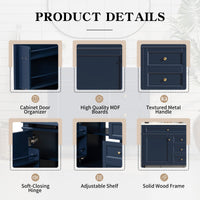 VanityFus 36-in Blue Bathroom Vanity Single Sink Combo with Resin Top Undermount 1 Soft Close Door 3 Drawers