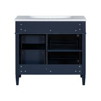 VanityFus 36-in Blue Bathroom Vanity Single Sink Combo with Resin Top Undermount 1 Soft Close Door 3 Drawers