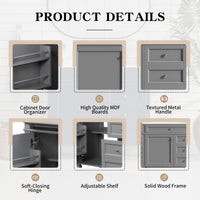 VanityFus 36-in Gray Bathroom Vanity Single Sink Combo with Resin Top Undermount 1 Soft Close Door 3 Drawers