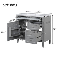 VanityFus 36-in Gray Bathroom Vanity Single Sink Combo with Resin Top Undermount 1 Soft Close Door 3 Drawers