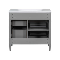 VanityFus 36-in Gray Bathroom Vanity Single Sink Combo with Resin Top Undermount 1 Soft Close Door 3 Drawers