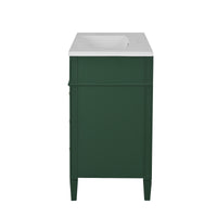 VanityFus 36-in Green Bathroom Vanity Single Sink Combo with Resin Top Undermount 1 Soft Close Door 3 Drawers Adjustable Shelves