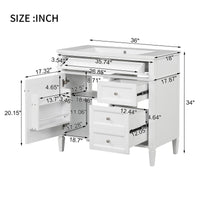 VanityFus 36-in White Bathroom Vanity Single Sink Combo with Resin Top Undermount 1 Soft Close Door 3 Drawers