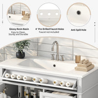 VanityFus 36-in White Bathroom Vanity Single Sink Combo with Resin Top Undermount 1 Soft Close Door 3 Drawers