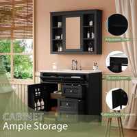 VanityFus 36-in Black Bathroom Vanity Undermount Single Sink Combo Resin Top with 2 Soft Close Doors 3 Drawers Adjustable Shelves