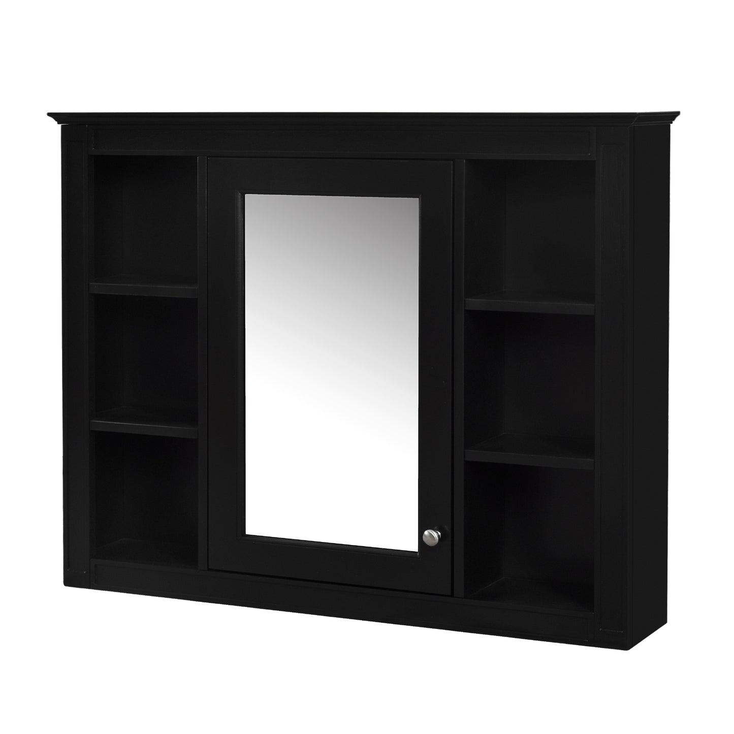 VanityFus 36-in Black Bathroom Vanity Undermount Single Sink Combo Resin Top with 2 Soft Close Doors 3 Drawers Adjustable Shelves