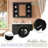 VanityFus 36-in Black Bathroom Vanity Undermount Single Sink Combo Resin Top with 2 Soft Close Doors 3 Drawers Adjustable Shelves