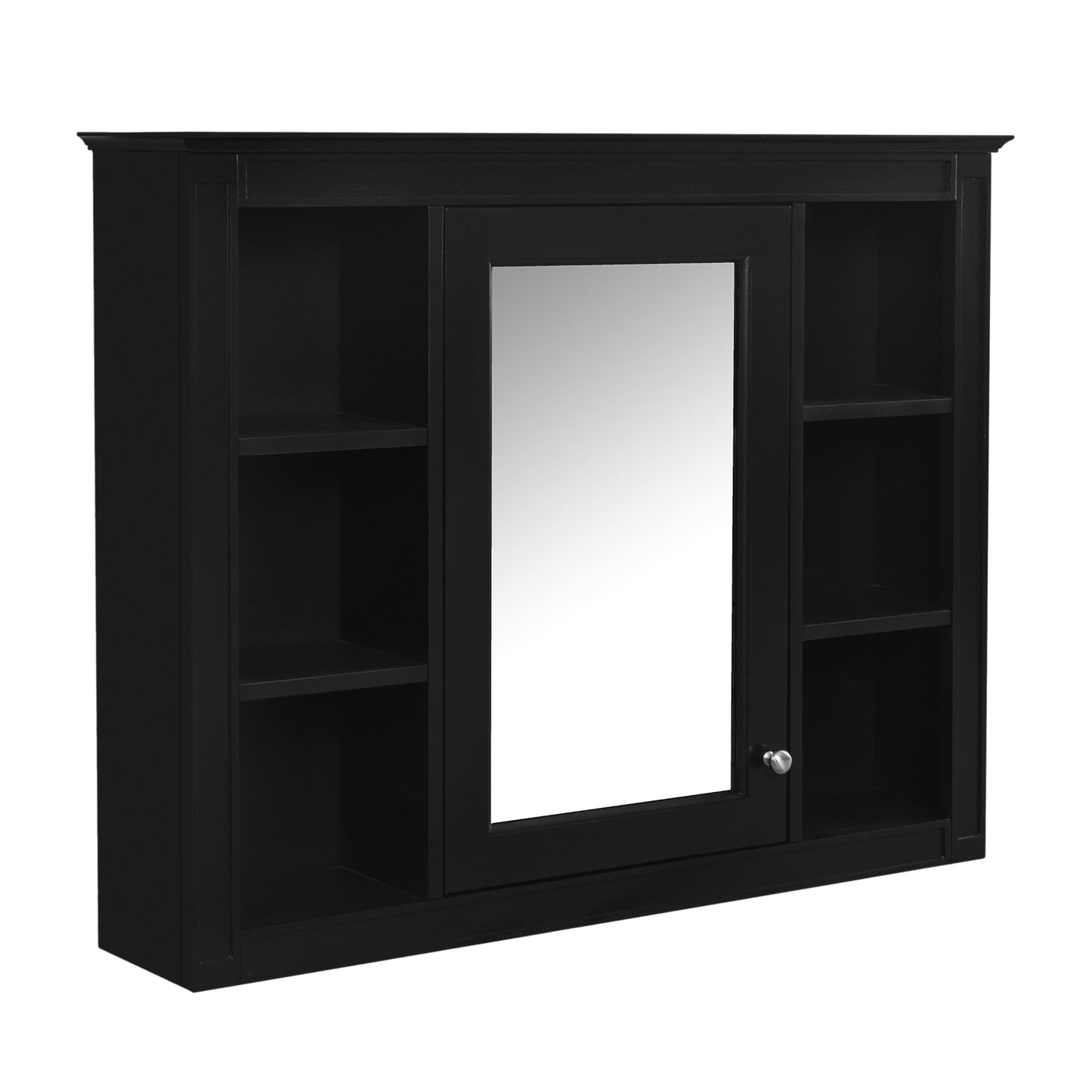 VanityFus 36-in Black Bathroom Vanity Undermount Single Sink Combo Resin Top with 2 Soft Close Doors 3 Drawers Adjustable Shelves