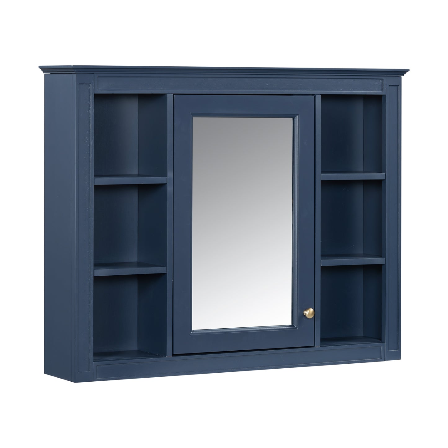 VanityFus 36-in Blue Bathroom Vanity Undermount Single Sink Combo Resin Top with 2 Soft Close Doors 3 Drawers Adjustable Shelves