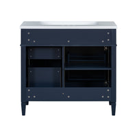 VanityFus 36-in Blue Bathroom Vanity Undermount Single Sink Combo Resin Top with 2 Soft Close Doors 3 Drawers Adjustable Shelves