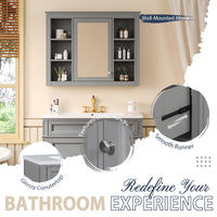 VanityFus 36-in Grey Bathroom Vanity Undermount Single Sink Combo Resin Top with 2 Soft Close Doors 3 Drawers Adjustable Shelves