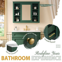 VanityFus 36-in Green Bathroom Vanity Undermount Single Sink Combo Resin Top with 2 Soft Close Doors 3 Drawers Adjustable Shelves