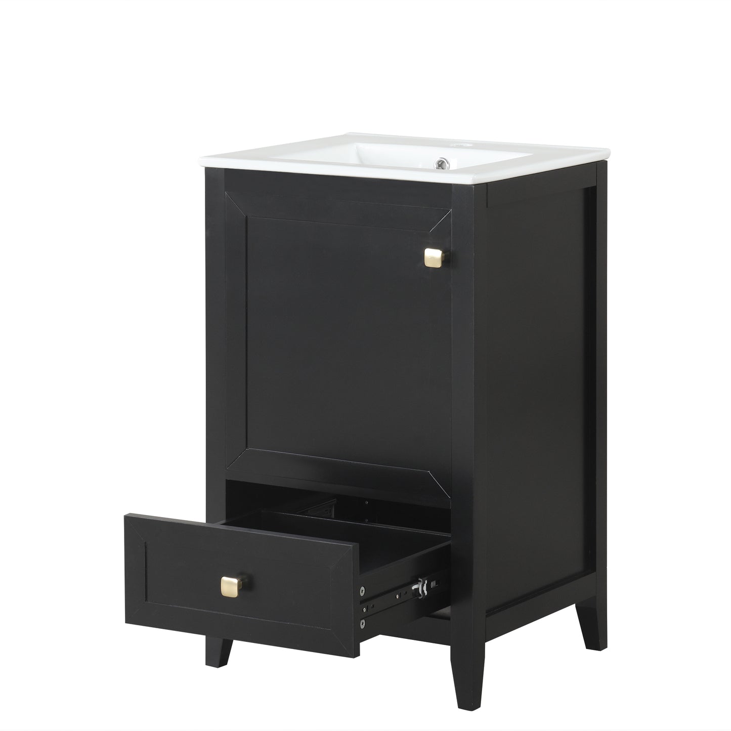 VanityFus 20-in Black Bathroom Vanity Single Sink Combo Ceramic Top 1 door 1 drawer Undermount