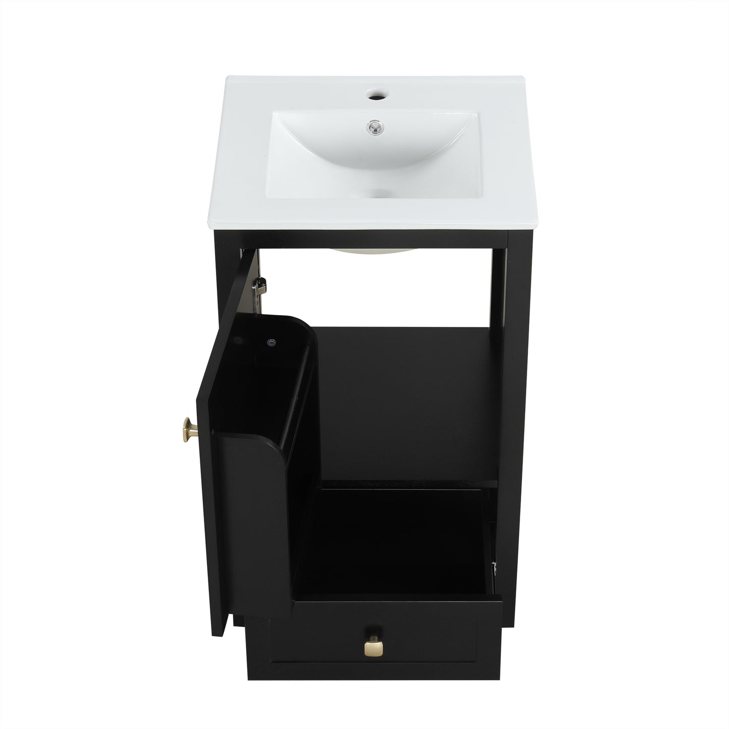 VanityFus 20-in Black Bathroom Vanity Single Sink Combo Ceramic Top 1 door 1 drawer Undermount