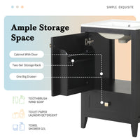 VanityFus 20-in Black Bathroom Vanity Single Sink Combo Ceramic Top 1 door 1 drawer Undermount