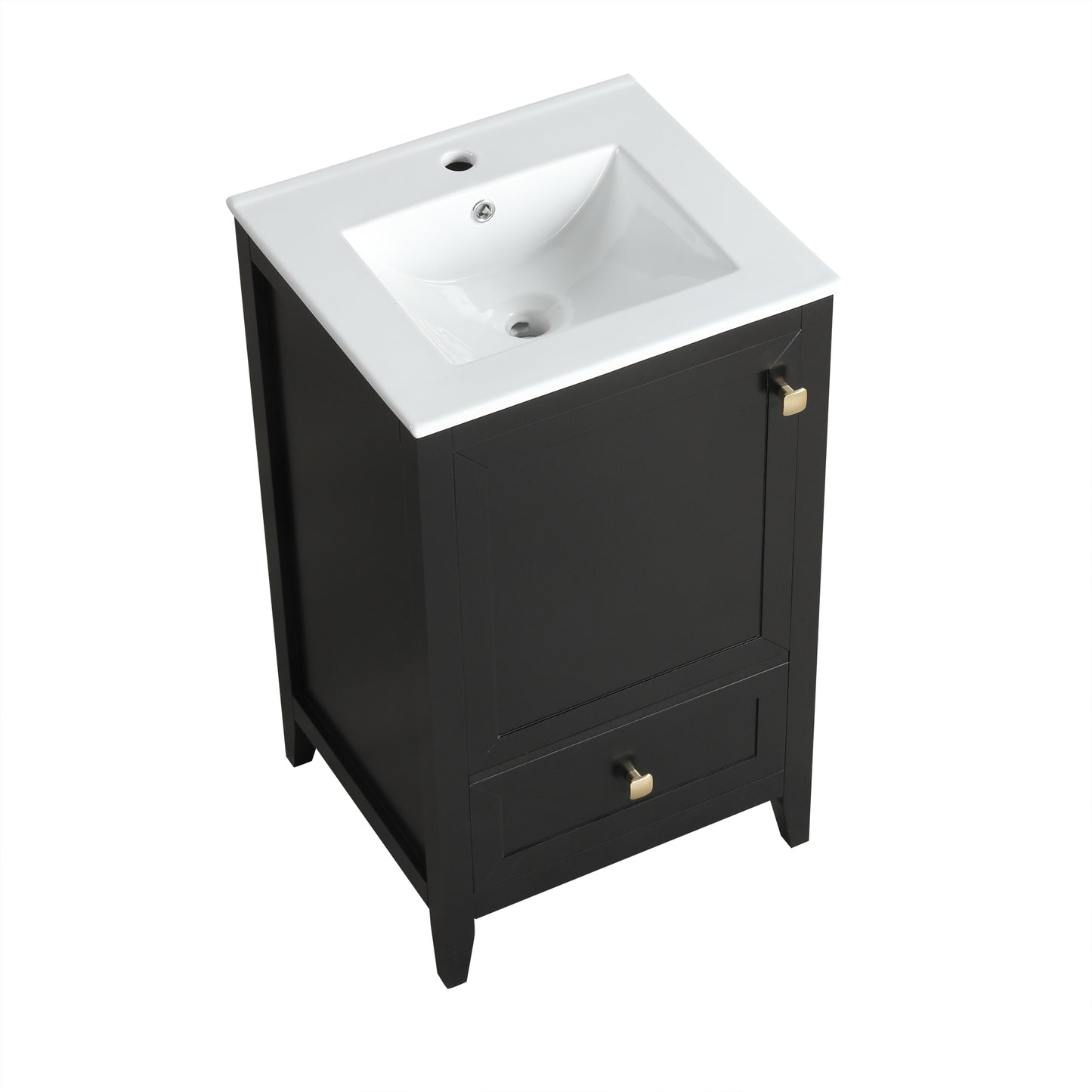 VanityFus 20-in Black Bathroom Vanity Single Sink Combo Ceramic Top 1 door 1 drawer Undermount