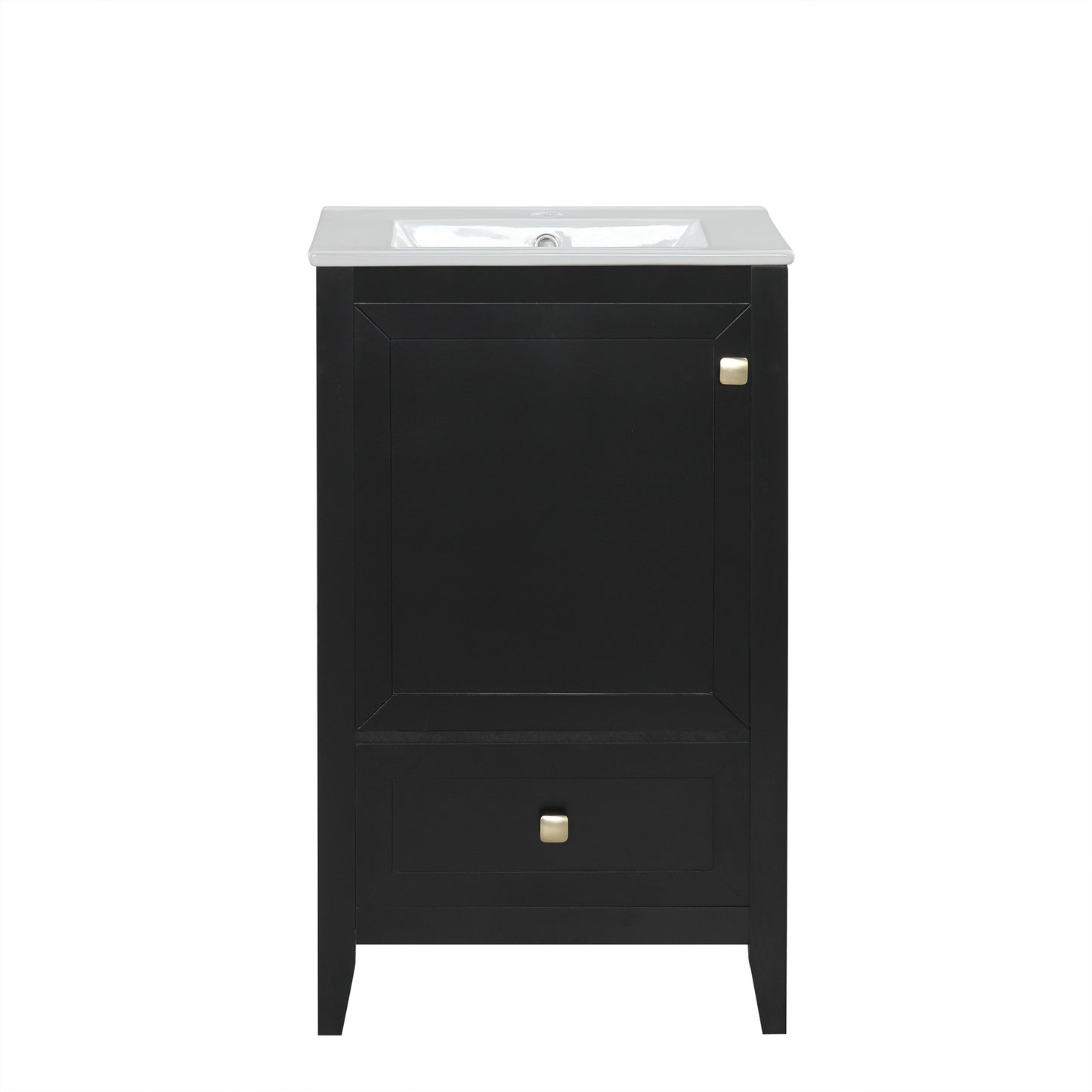 VanityFus 20-in Black Bathroom Vanity Single Sink Combo Ceramic Top 1 door 1 drawer Undermount