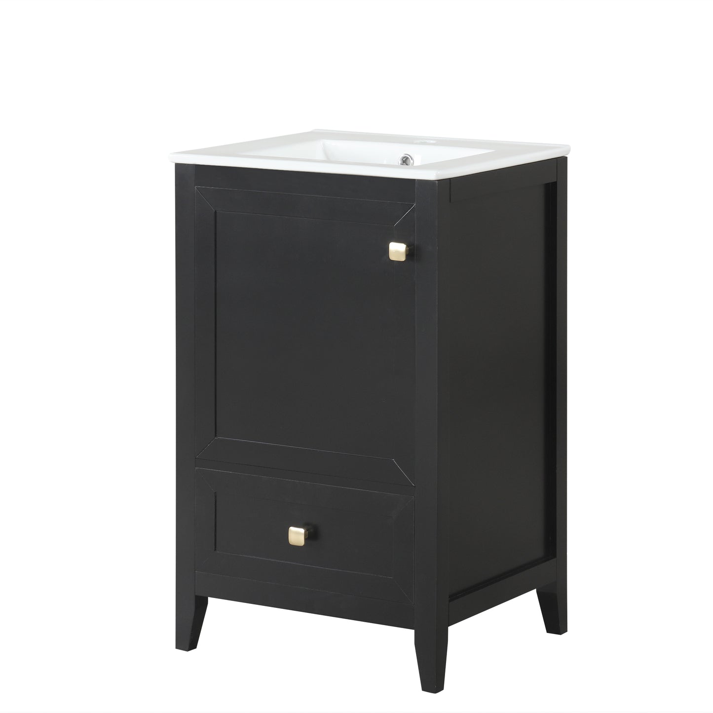 VanityFus 20-in Black Bathroom Vanity Single Sink Combo Ceramic Top 1 door 1 drawer Undermount