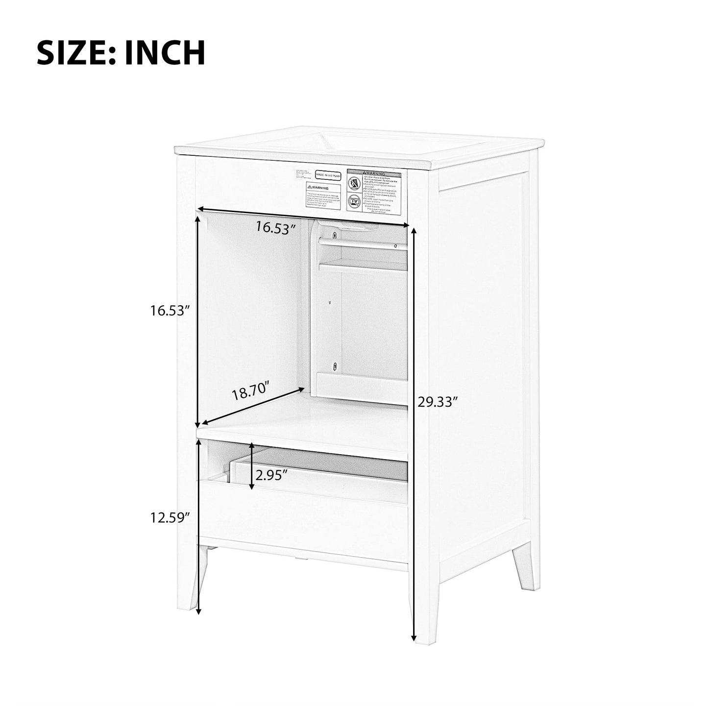 VanityFus 20-in Black Bathroom Vanity Single Sink Combo Ceramic Top 1 door 1 drawer Undermount