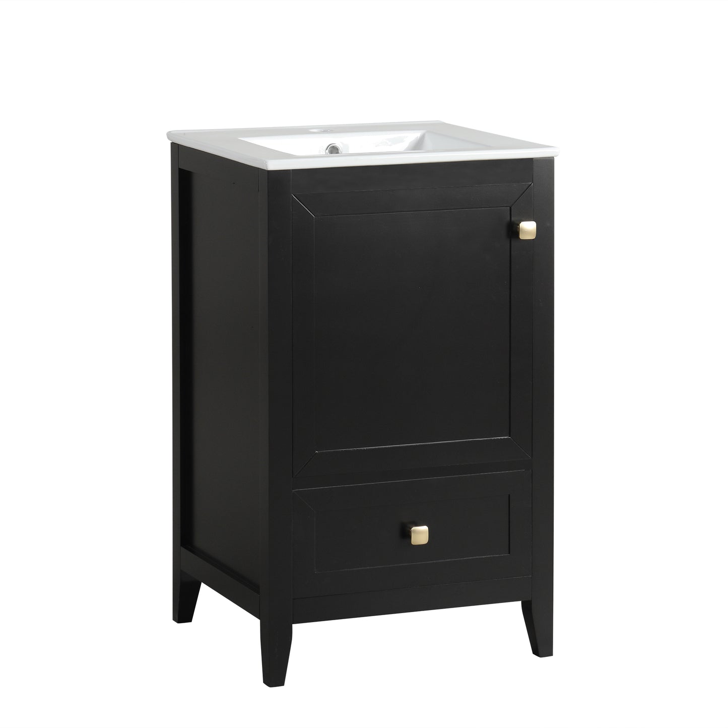 VanityFus 20-in Black Bathroom Vanity Single Sink Combo Ceramic Top 1 door 1 drawer Undermount