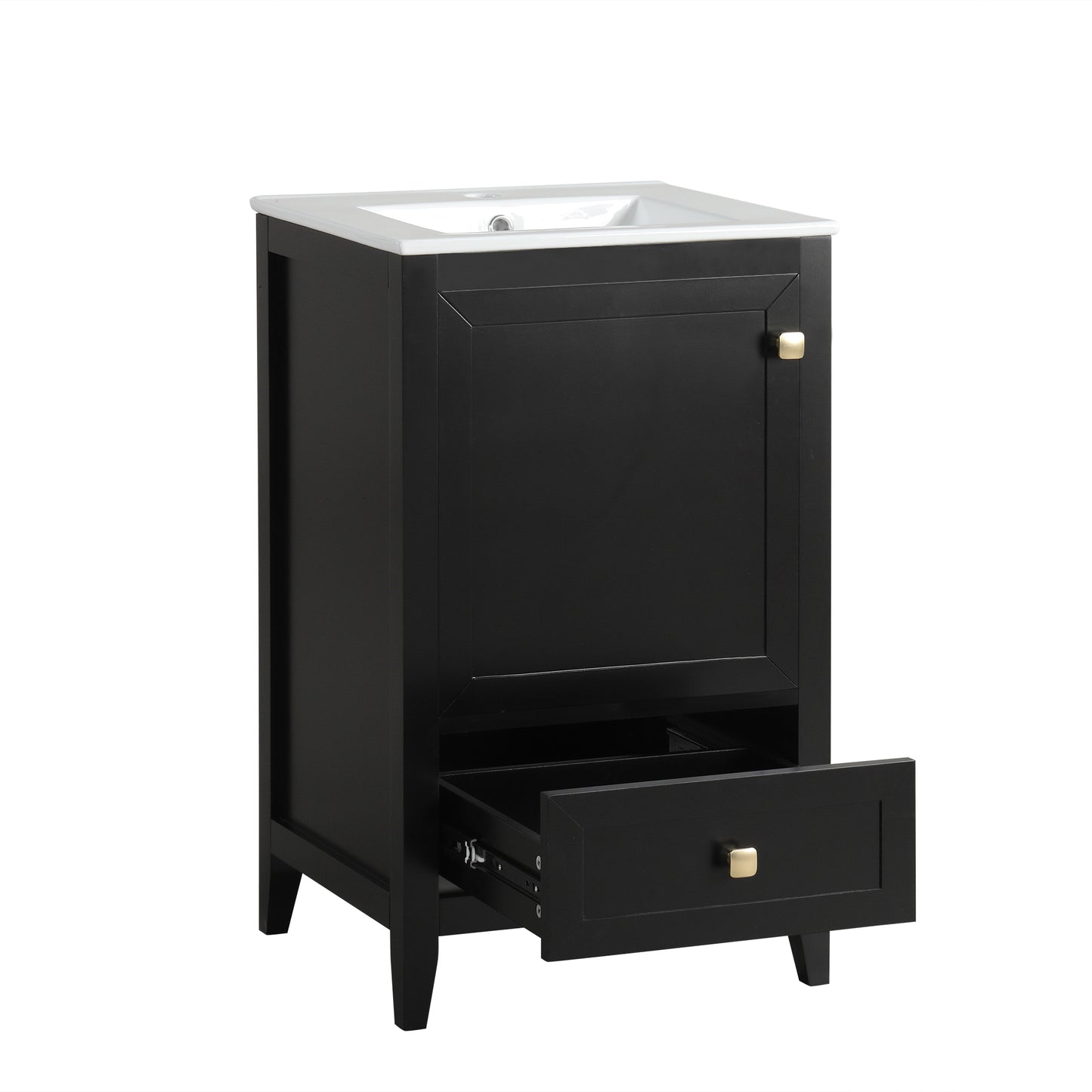 VanityFus 20-in Black Bathroom Vanity Single Sink Combo Ceramic Top 1 door 1 drawer Undermount