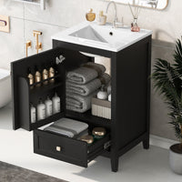 VanityFus 20-in Black Bathroom Vanity Single Sink Combo Ceramic Top 1 door 1 drawer Undermount