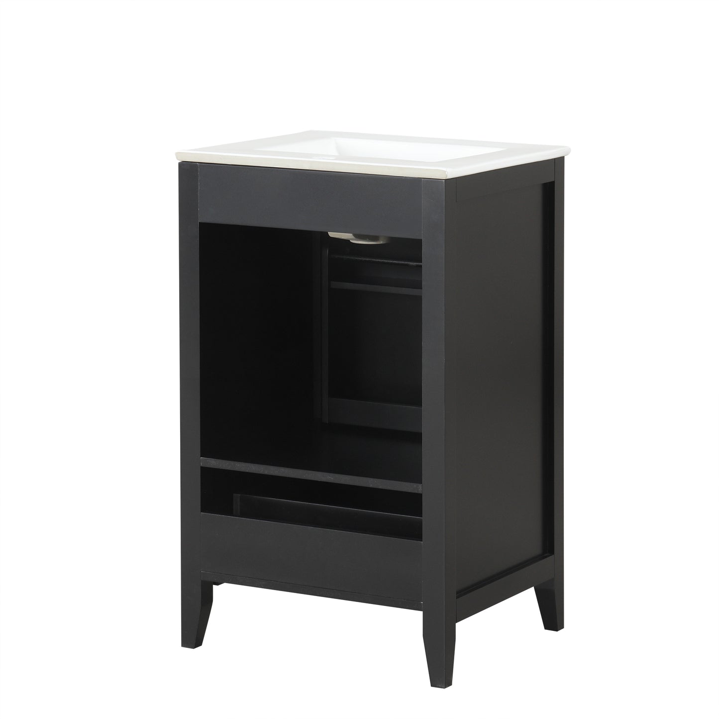 VanityFus 20-in Black Bathroom Vanity Single Sink Combo Ceramic Top 1 door 1 drawer Undermount