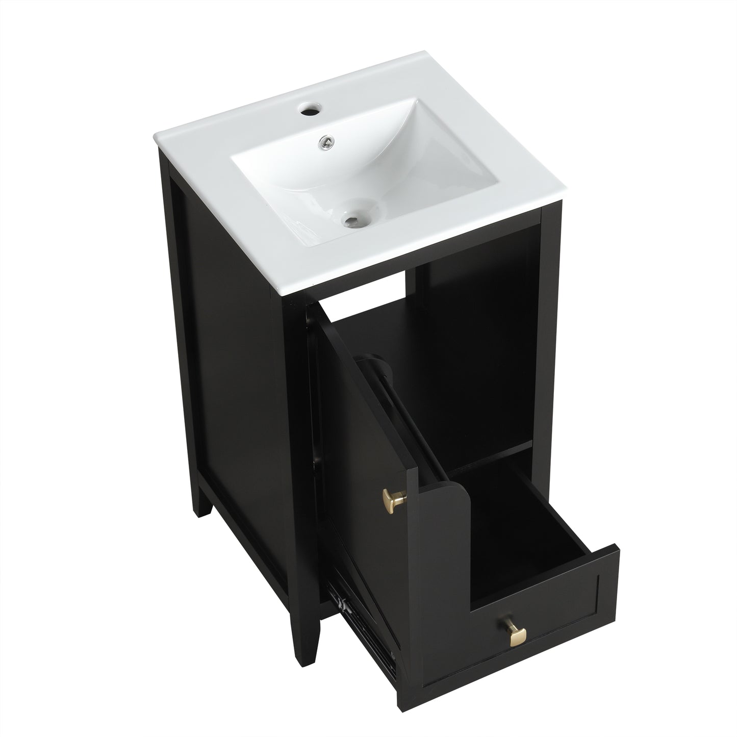VanityFus 20-in Black Bathroom Vanity Single Sink Combo Ceramic Top 1 door 1 drawer Undermount
