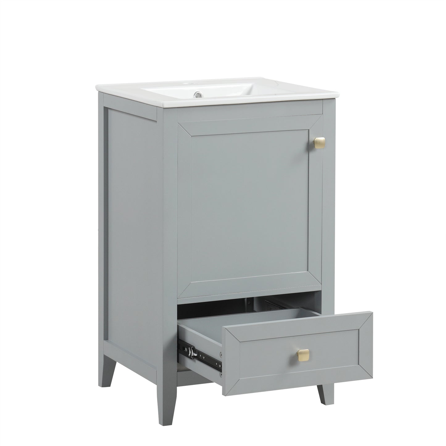 VanityFus 20-in Gray Bathroom Vanity Single Sink Combo Ceramic Top 1 door 1 drawer Undermount
