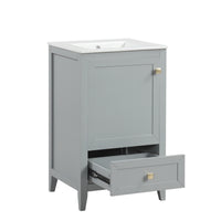 VanityFus 20-in Gray Bathroom Vanity Single Sink Combo Ceramic Top 1 door 1 drawer Undermount