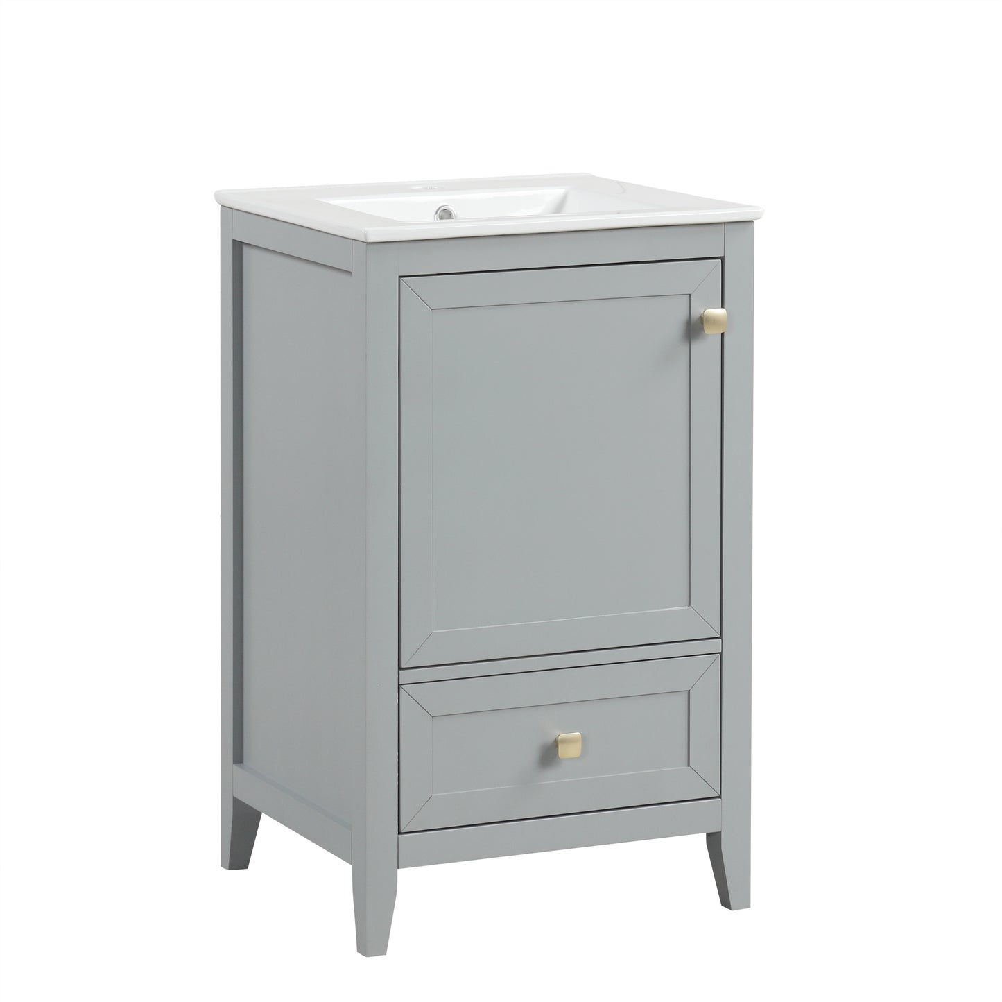 VanityFus 20-in Gray Bathroom Vanity Single Sink Combo Ceramic Top 1 door 1 drawer Undermount