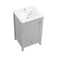 VanityFus 20-in Gray Bathroom Vanity Single Sink Combo Ceramic Top 1 door 1 drawer Undermount