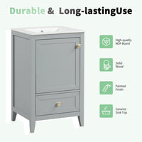 VanityFus 20-in Gray Bathroom Vanity Single Sink Combo Ceramic Top 1 door 1 drawer Undermount