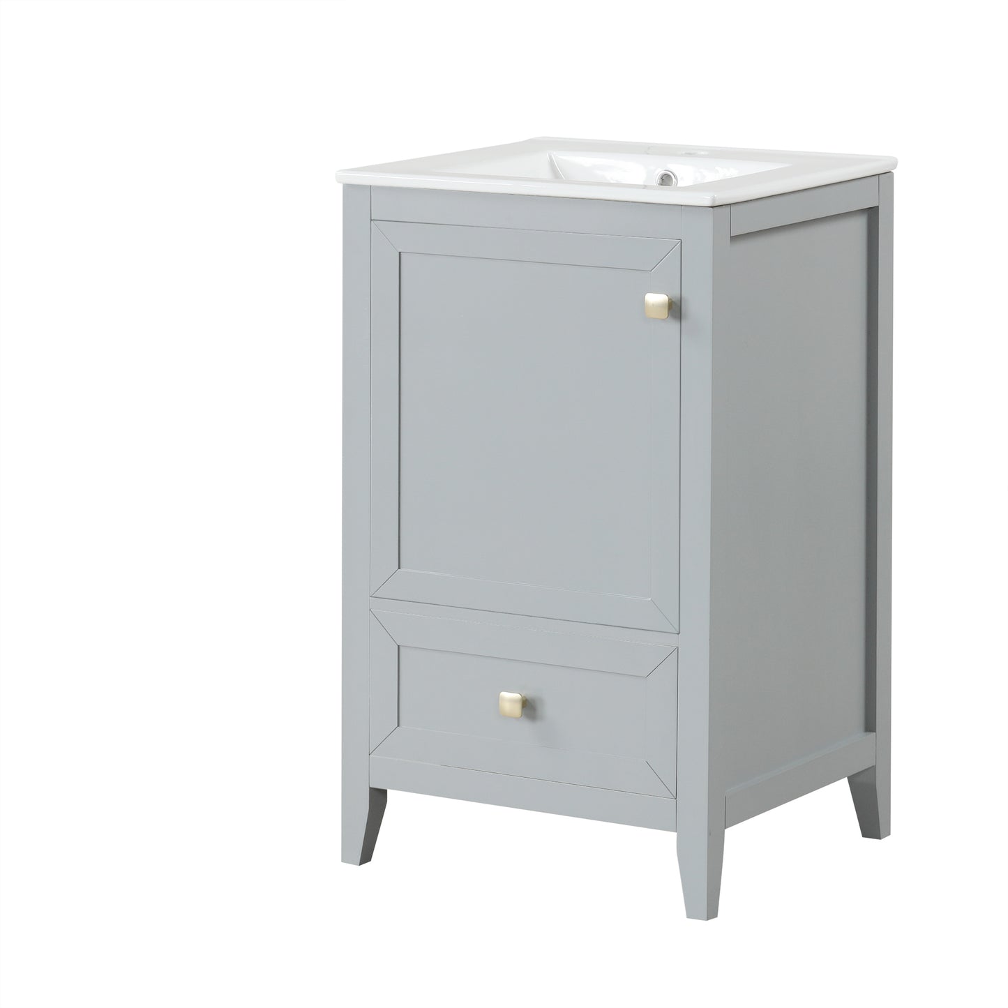 VanityFus 20-in Gray Bathroom Vanity Single Sink Combo Ceramic Top 1 door 1 drawer Undermount