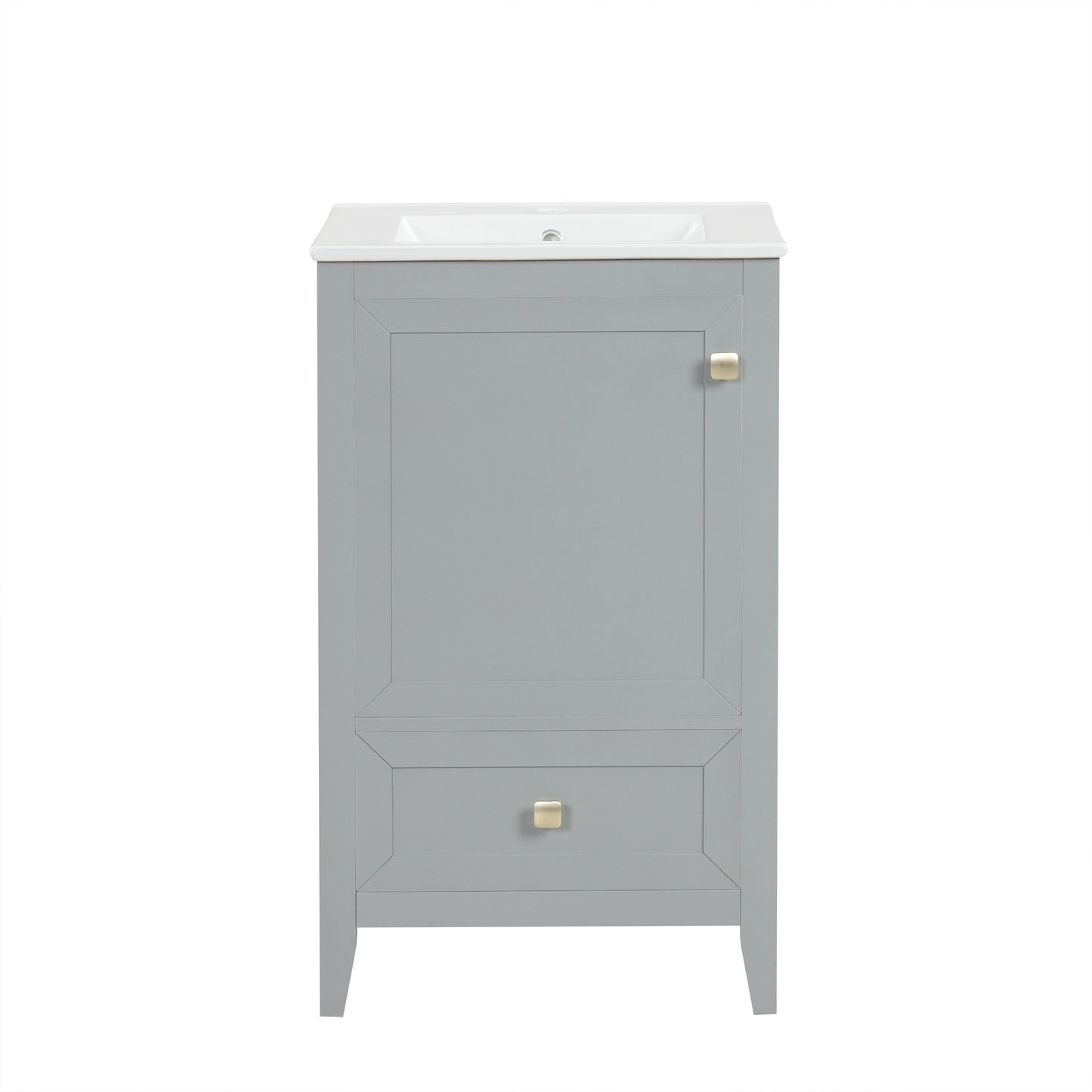 VanityFus 20-in Gray Bathroom Vanity Single Sink Combo Ceramic Top 1 door 1 drawer Undermount