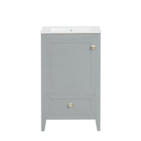 VanityFus 20-in Gray Bathroom Vanity Single Sink Combo Ceramic Top 1 door 1 drawer Undermount
