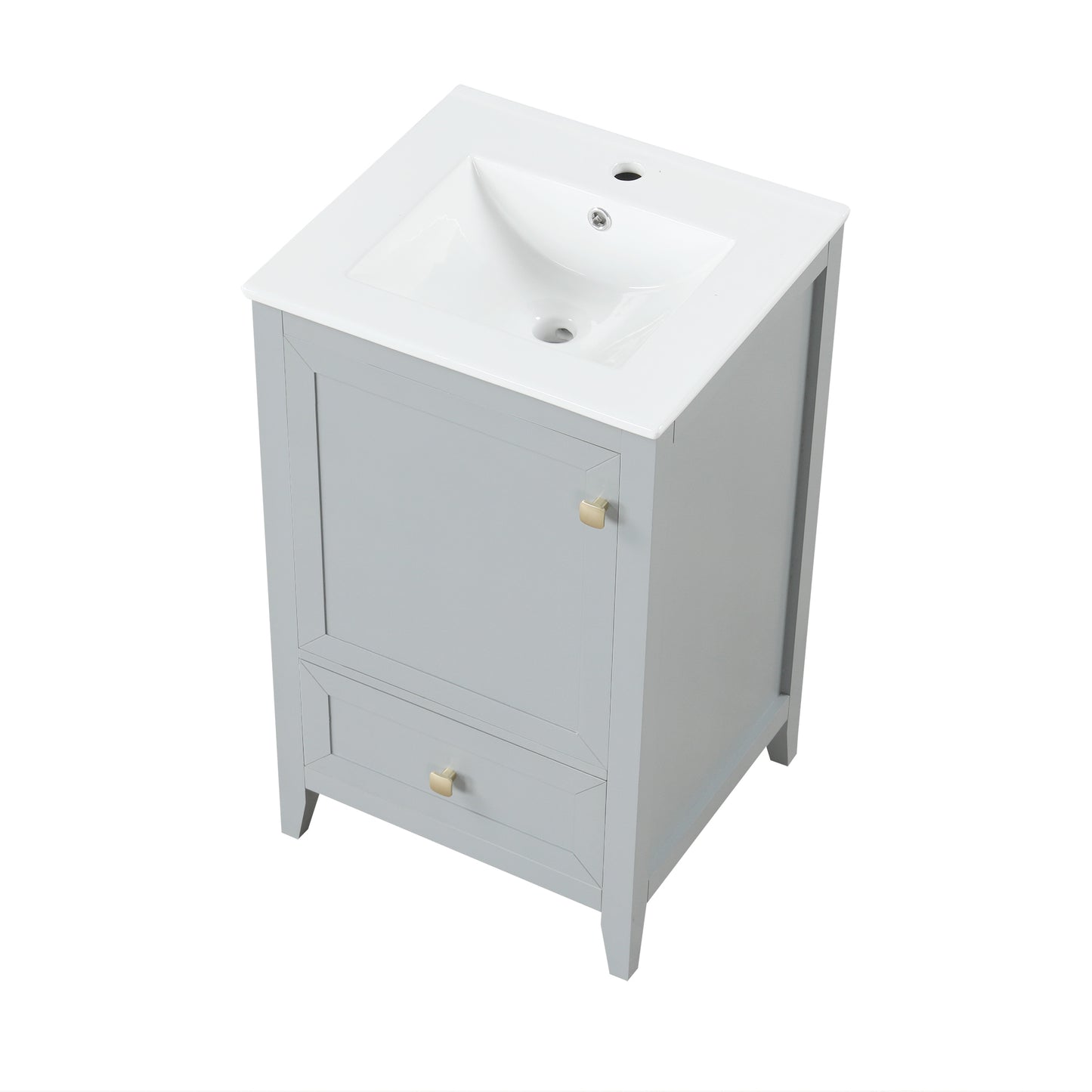 VanityFus 20-in Gray Bathroom Vanity Single Sink Combo Ceramic Top 1 door 1 drawer Undermount