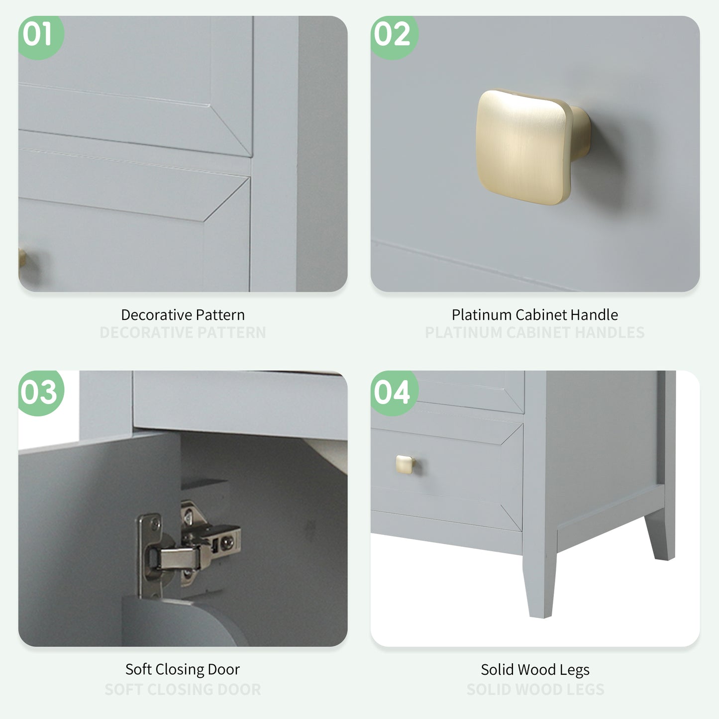 VanityFus 20-in Gray Bathroom Vanity Single Sink Combo Ceramic Top 1 door 1 drawer Undermount